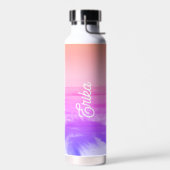 Neon Pink Orange Lila tropisches Paradies Trendy Trinkflasche (Links)