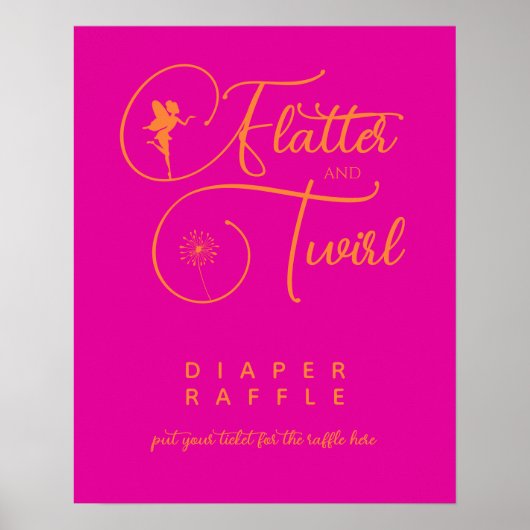 Neon Pink Orange Minimalistisch Fairy Diaper Raffe Poster (Vorne)