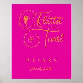 Neon Pink Orange Minimalistisch Fairy Drinks Poster