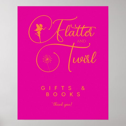 Neon Pink Orange Minimalistische Fairy Geschenke u Poster (Vorne)