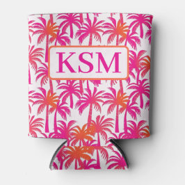 Neon Pink Orange Palm Tree Ibiza Monogram Dosenkühler