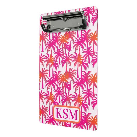 Neon Pink Orange Palm Tree Ibiza Monogram Mini Klemmbrett (Gewinkelt2)