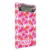 Neon Pink Orange Palm Tree Ibiza Monogram Mini Klemmbrett (Schrägansicht)