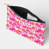 Neon Pink Orange Palm Tree Ibiza Monogram Zubehörtasche (Offen)