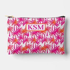 Neon Pink Orange Palm Tree Ibiza Monogram Zubehörtasche