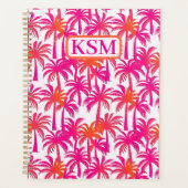 Neon Pink Orange Palm Tree Ibiza Planer (Vorderseite)