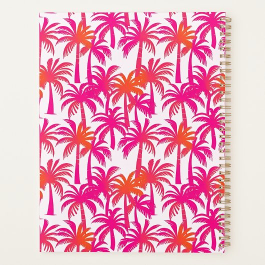 Neon Pink Orange Palm Tree Ibiza Planer (Rückseite)
