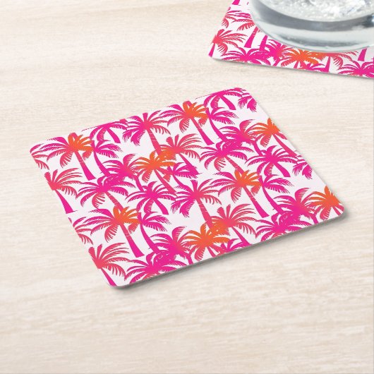 Neon Pink Orange Palm Tree Ibiza Rechteckiger Pappuntersetzer (angewinkelt)