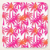 Neon Pink Orange Palm Tree Ibiza Rechteckiger Pappuntersetzer (Vorderseite)