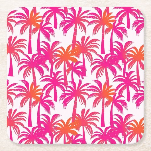Neon Pink Orange Palm Tree Ibiza Rechteckiger Pappuntersetzer (Vorderseite)