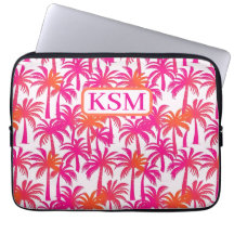 Neon Pink Orange Palm Tree Monogramm