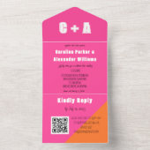 Neon Pink Orange Retro Modern Bold Elegant All In One Einladung (Innen Boden)
