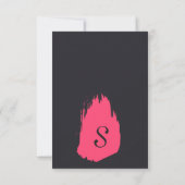 Neon Pink Paint Stroke auf schwarz Einladung (Rückseite)