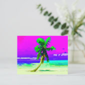 Neon Pink Palm Tree Paradise Postkarte (Stehend Vorderseite)