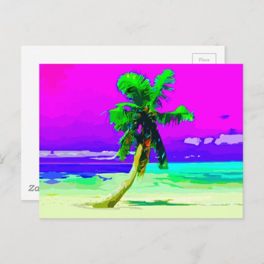 Neon Pink Palm Tree Paradise Postkarte (Vorne/Hinten)