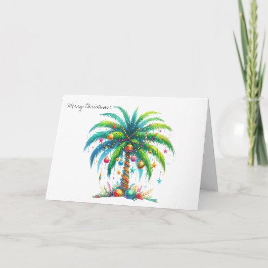 Neon Pink Palm Tree Weihnachten (Vorderseite)