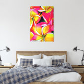 Neon Pink Plumeria Frangipani Aquarell Leinwanddruck (Insitu (Schlafzimmer))