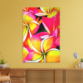Neon Pink Plumeria Frangipani Aquarell Leinwanddruck (Insitu (Wohnzimmer))