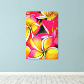 Neon Pink Plumeria Frangipani Aquarell Leinwanddruck (Insitu (Holzboden))