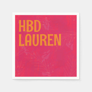 Neon Pink Preppy Birthday Serviette