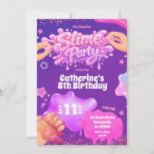 Neon Pink Purple Slime Birthday Invitation Einladung (Vorderseite)