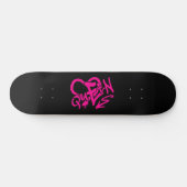Neon Pink “Queen” Graffiti Skateboard (Horizontal)