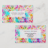 Neon Pink Rainbow Aquarellmuster Visitenkarte (Vorne/Hinten)