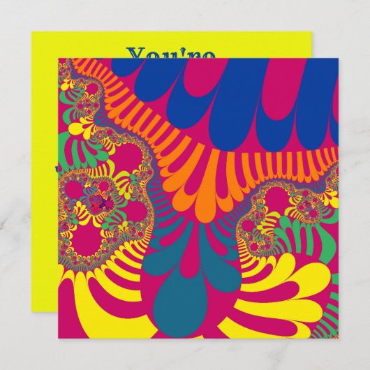 Neon Pink Rainbow Mod Einladung (Vorne/Hinten)