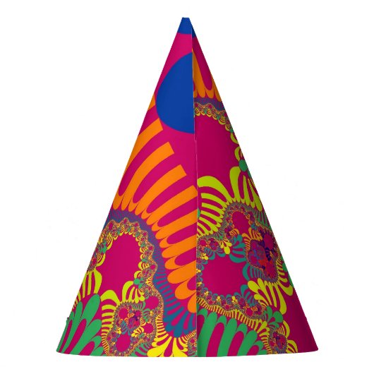 Neon Pink Rainbow Mod Party Hat Partyhütchen (Rückseite)