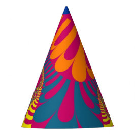 Neon Pink Rainbow Mod Party Hat Partyhütchen