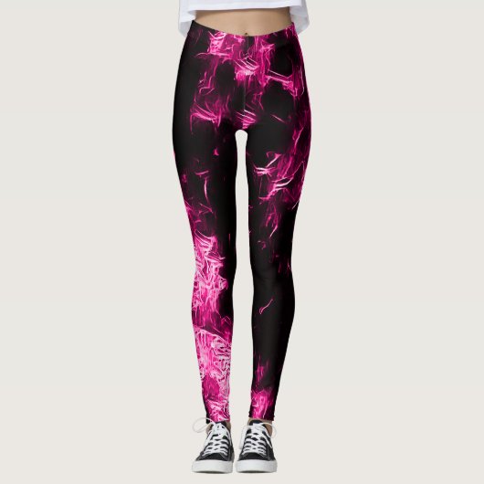 Neon Pink Rave Star Leggings (Vorderseite)