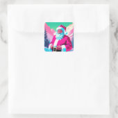 Neon Pink Santa Quadratischer Aufkleber (Tasche)