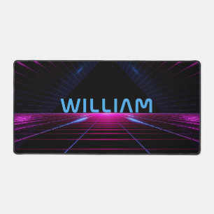 Neon Pink Schwarz 80er Retro Futuristisches 3D Gam Schreibtischunterlage