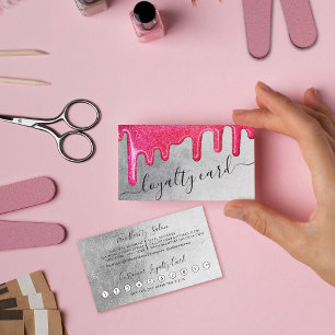 Neon Pink Silver Dick Glitzer Tropfen Kunde Treuekarte
