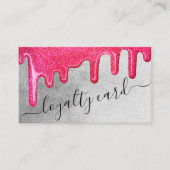 Neon Pink Silver Dick Glitzer Tropfen Kunde Treuekarte (Vorderseite)