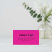 Neon Pink | Simple Company Logo Visitenkarte (Stehend Vorderseite)