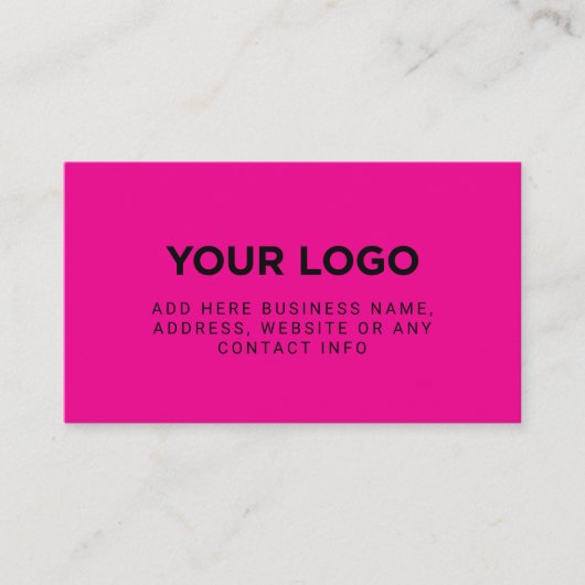Neon Pink | Simple Company Logo Visitenkarte (Vorderseite)