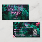 Neon Pink Skin Lounge QR Code Visitenkarte (Vorne/Hinten)