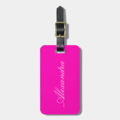 Neon Pink Solid Color Anpassen Gepäckanhänger (Vorderseite vertikal)