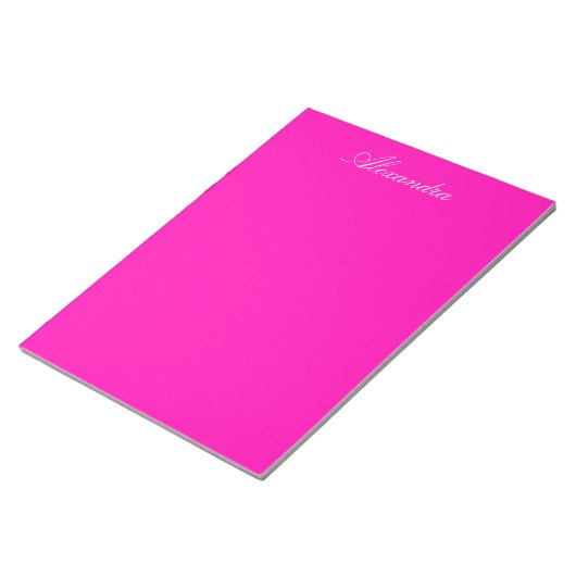 Neon Pink Solid Color Anpassen Notizblock (angewinkelt)