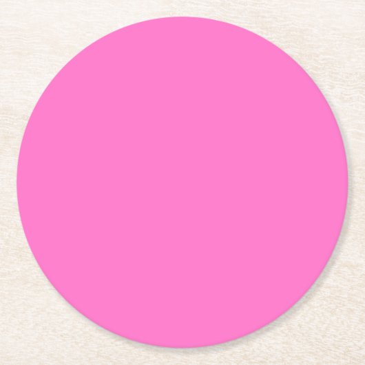 Neon Pink Solid Color | Classic Runder Pappuntersetzer (Vorderseite)