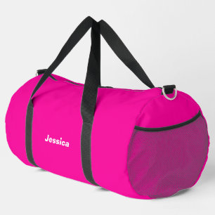 Neon Pink Solid Color Individuelle Name Duffle Bag