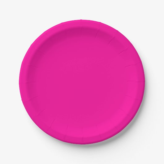 Neon Pink Solid Color Pappteller (Vorderseite)