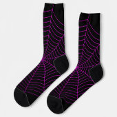 Neon Pink Spinnennetz Halloween Muster schwarz Socken (Linkes Detail)