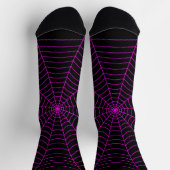 Neon Pink Spinnennetz Halloween Muster schwarz Socken (Oben)
