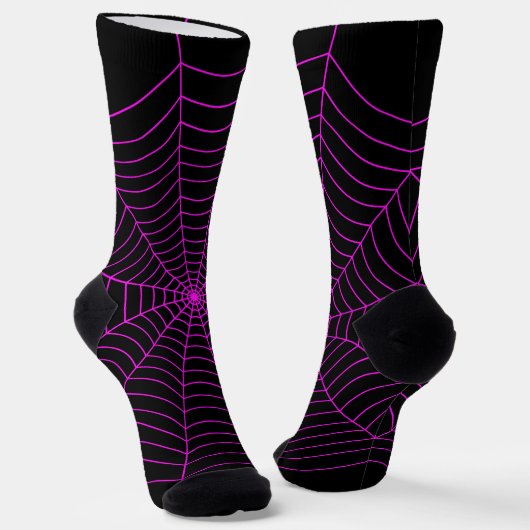 Neon Pink Spinnennetz Halloween Muster schwarz Socken (Gewinkelt)