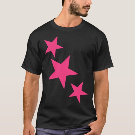 Neon Pink Star Print T Shirt (Vorderseite)