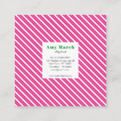 Neon Pink Stripes Trendy Square Business Card Quadratische Visitenkarte (Rückseite)