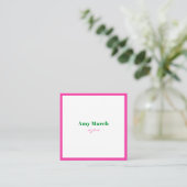 Neon Pink Stripes Trendy Square Business Card Quadratische Visitenkarte (Stehend Vorderseite)