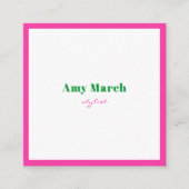Neon Pink Stripes Trendy Square Business Card Quadratische Visitenkarte (Vorderseite)